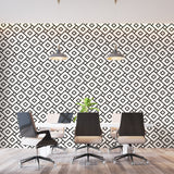 Music studio setup with 3D speaker wall mural adding professional atmosphere