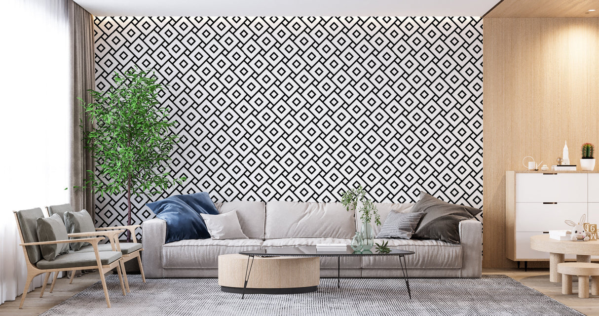 Teen bedroom featuring black and white 3D speaker wallpaper with LED lighting