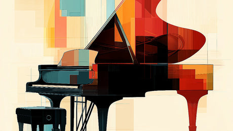 Abstract piano geometric design pattern file showing vibrant color blocks and angular shapes