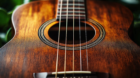 Guitar close-up design file showing intricate wood grain patterns and rosette details