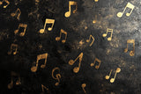 Musical notes design file showing detailed gold notes pattern on black background