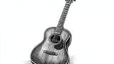 Guitar sketch wallpaper design file showing detailed black and white illustration pattern