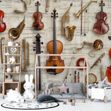 Classical music wallpaper bringing elegance to home office space