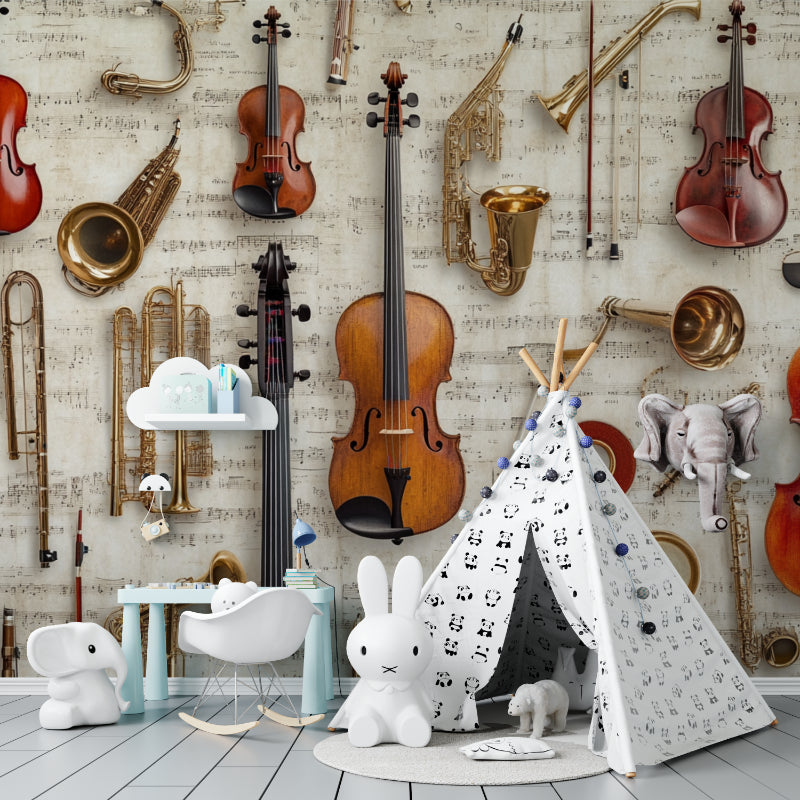 Instrument wallpaper transforming conservatory practice room
