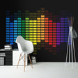 Music equalizer wallpaper creating amazing visual impact in modern recording studio space with ambient lighting