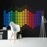 Music equalizer wallpaper creating amazing visual impact in modern recording studio space with ambient lighting