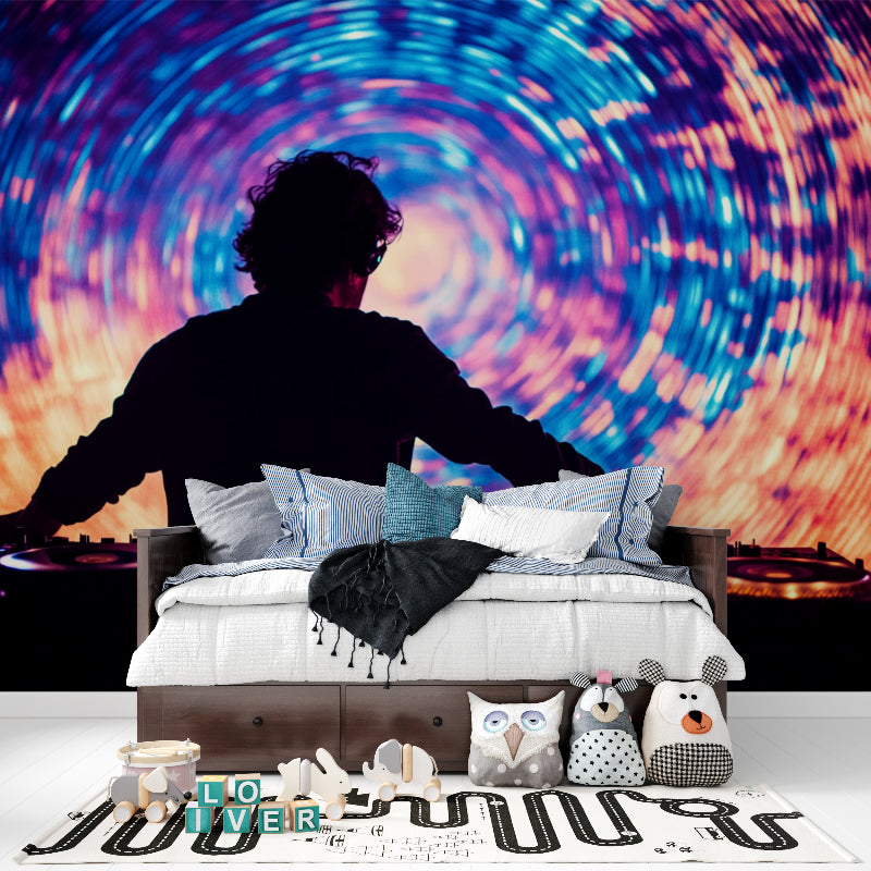 Spiral light show wallpaper transforming gaming room with RGB lighting