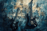 Electric guitar and music notes design file showing detailed pattern and turquoise color scheme