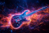 Electric guitar in neon flames design file showing vibrant colors and detailed pattern