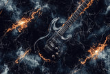 Electric guitar with lightning design wallpaper pattern showing intricate details and marble effect background