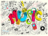 Music graffiti wallpaper design file showing vibrant street art pattern with musical elements