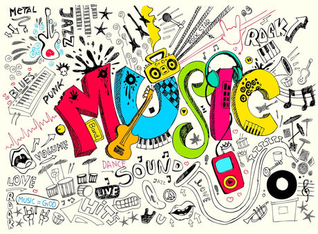Music graffiti wallpaper design file showing vibrant street art pattern with musical elements