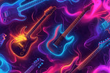 Music wallpaper design file showing detailed neon guitar pattern and vibrant color effects