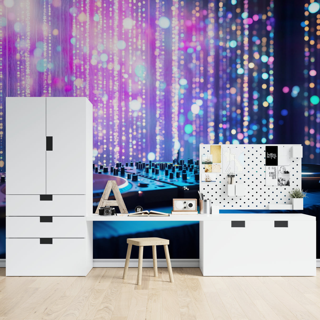 Music light show wallpaper transforming modern entertainment space