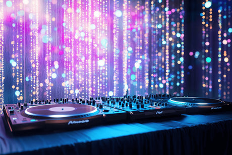 Design file showing neon light pattern with flowing colors and light effects