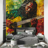 Reggae music wallpaper showcased in home recording studio setting