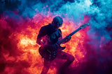 Guitar performance in fire design file showing detailed flame effects and color transitions