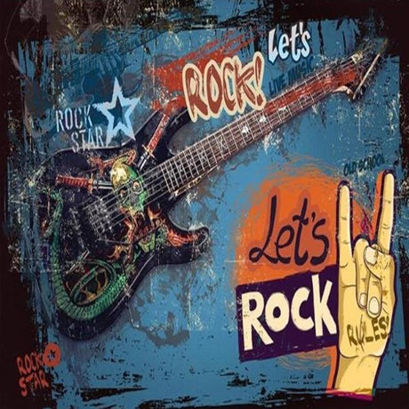 Music mural wallpaper design file showing detailed graffiti artwork with guitar and street art elements