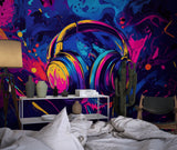 Vibrant music wallpaper mural energizing home studio space