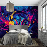 Urban headphones wall mural adding style to gaming room