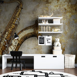 Musical instrument wallpaper bringing character to restaurant wall