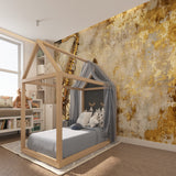Jazz themed wallpaper transforming contemporary bedroom wall