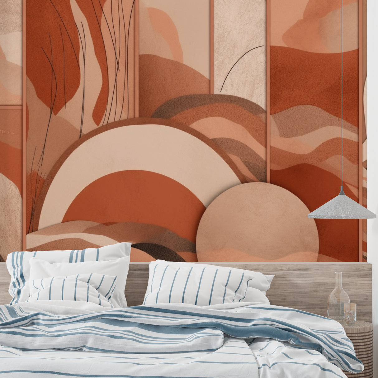 Abstract guitar wallpaper transforming restaurant wall with musical theme