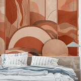 Abstract guitar wallpaper transforming restaurant wall with musical theme
