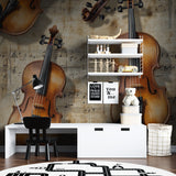 Classical instrument wall mural in piano teaching room setting
