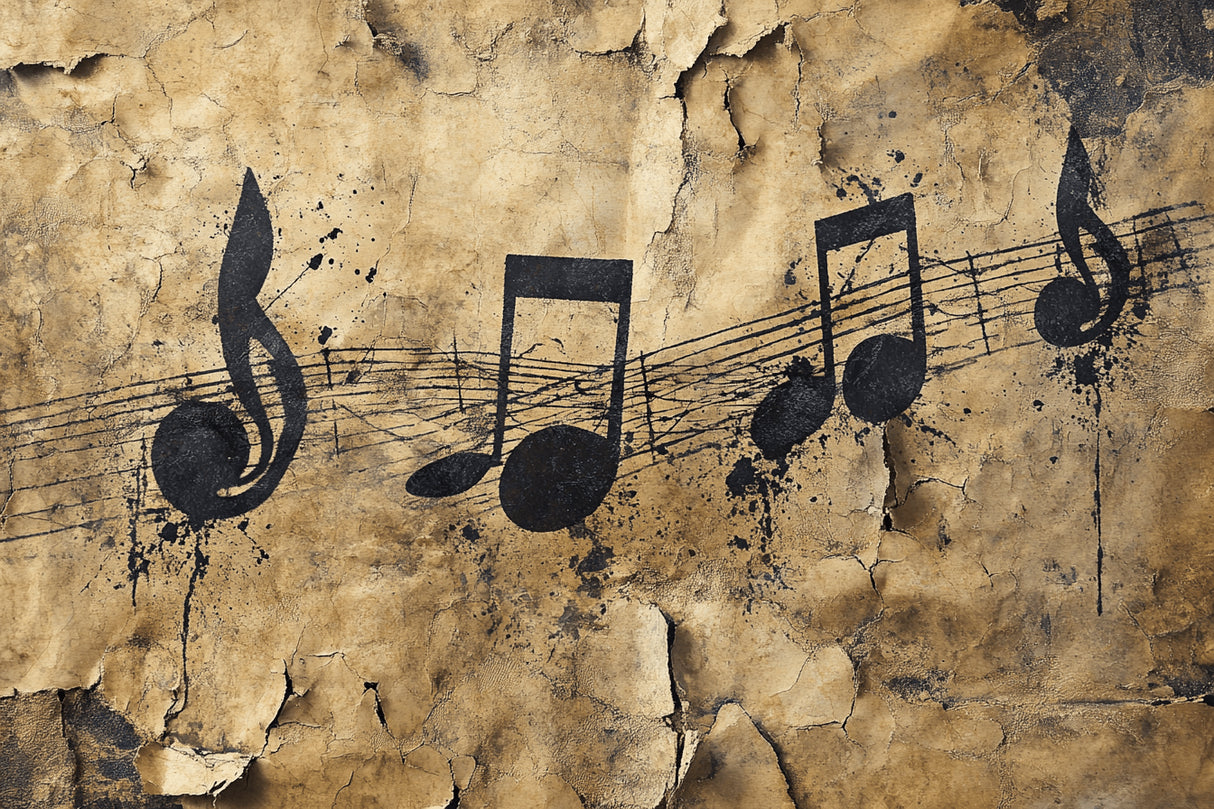 Music Notes Wallpaper design file showing detailed vintage sheet music pattern and texture
