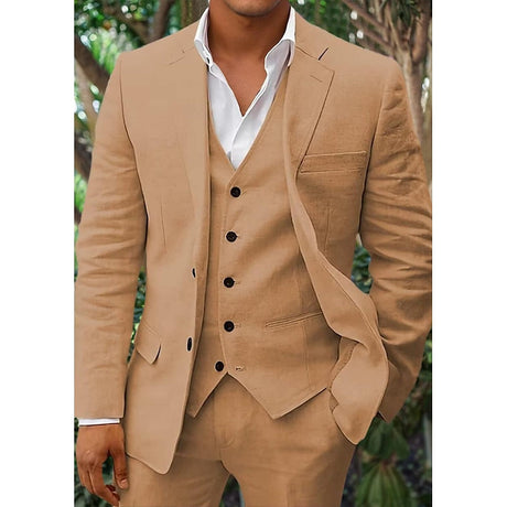 Linen Three Piece Suit  Light Blue Summer Formal Wear - Product detail 11