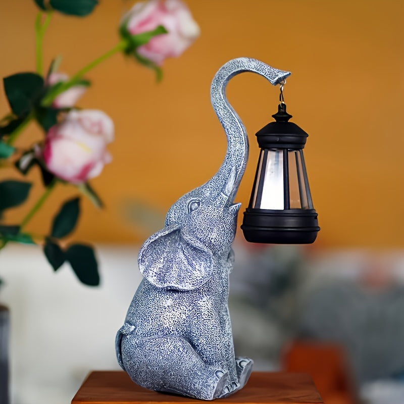 Elephant Solar Garden Light  Decorative Resin Lantern Design - Product example