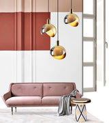 Modern Gold Pendant Light  Smoke Glass Sphere Design - Product detail 6
