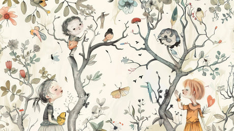 Design file of Whimsical Forest Adventure wallpaper showing full pattern detail