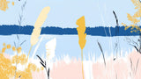Abstract lake with golden reeds design file showing detailed pattern and true colors