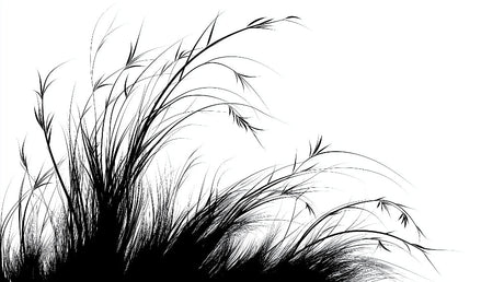Black and white wild grass design file showing intricate botanical pattern details