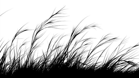 Black and white wild grass silhouette design file showing intricate botanical pattern details