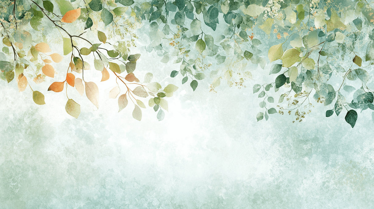 Watercolor green leaves design file showing detailed botanical pattern and soft color transitions