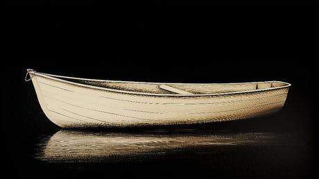 Nautical wallpaper design file showing elegant boat silhouette in beige tones against dark background