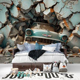 Sailing wallpaper creating depth in a coastal style home office