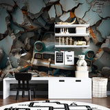 Red sailboat mural adding adventure to a nautical themed playroom