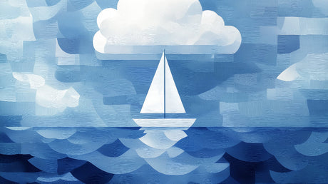 Ocean sailboat wallpaper design file showing detailed blue waves and white sailing vessel pattern