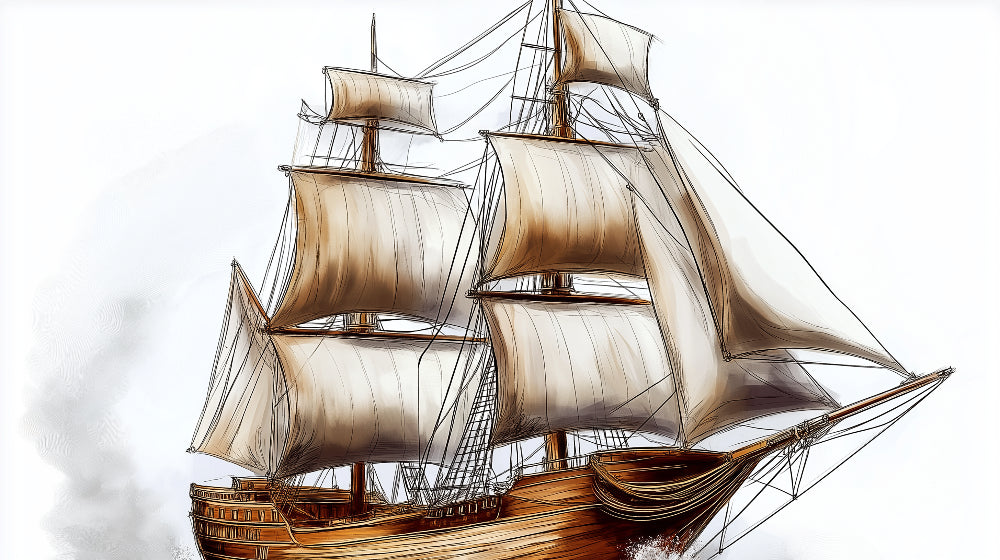 Vintage sailing ship wallpaper design file showing detailed maritime illustration pattern