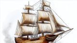 Vintage sailing ship wallpaper design file showing detailed maritime illustration pattern