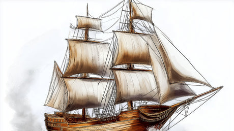Vintage sailing ship wallpaper design file showing detailed maritime illustration pattern