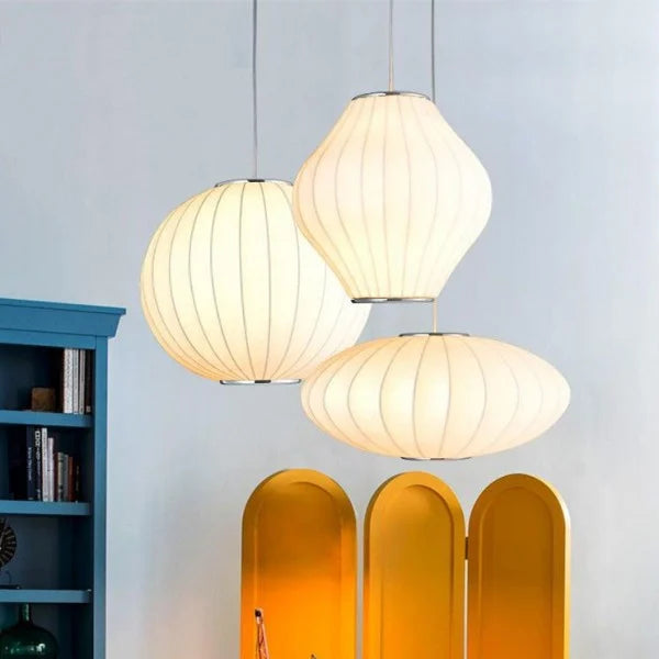 Modern Pendant Light  Pleated White Silk Shade - Product detail 6