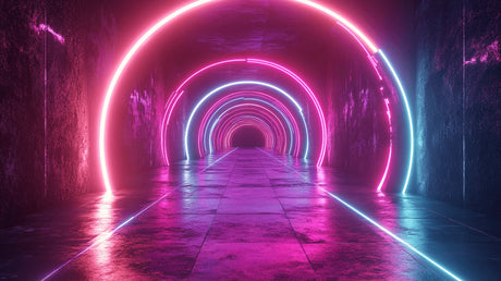 Design file of 3D neon tunnel optical illusion pattern with glowing portal effect