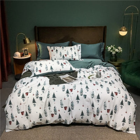 Holiday Cotton Duvet Set  Egyptian Cotton Christmas Tree Pattern - Product showcase