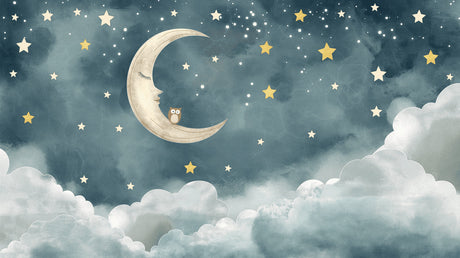Moon and stars wallpaper creating magical atmosphere in kid's bedroom