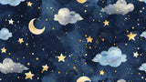 Night sky wallpaper design file showing detailed star pattern and moon elements